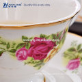 Яркая роспись Розовая оправа Ярко-золотистый ободок Sommthie Fine Ceramic Coffee set